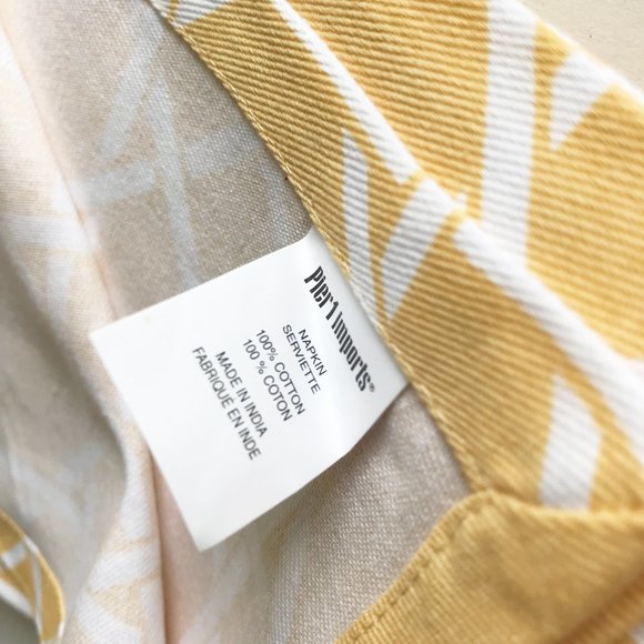Pier 1 Imports Mustard Yellow White Cane Lattice Cotton Napkins Set of 4 - Picture 4 of 5